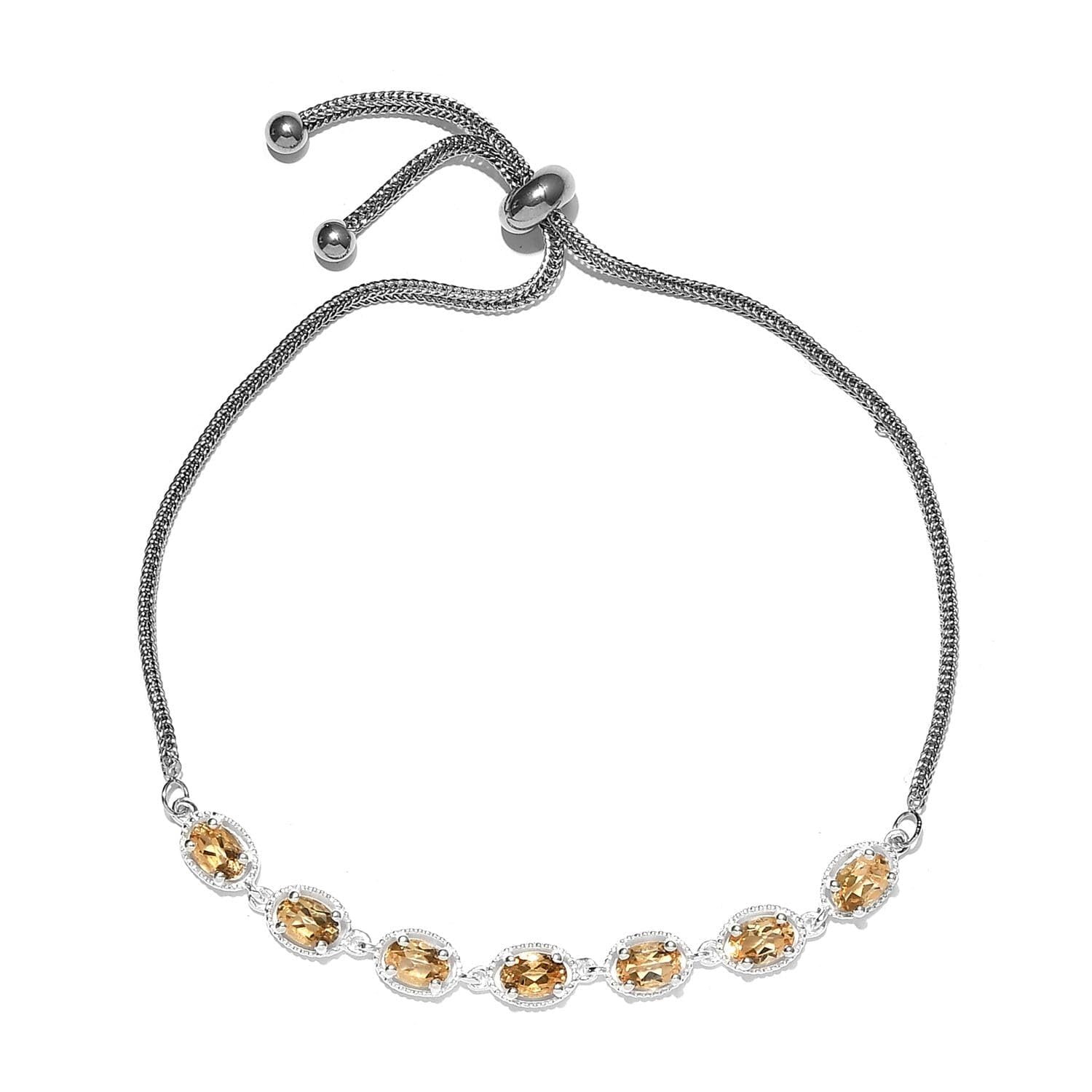 SHOP LC DELIVERING JOY 925 Sterling Silver Citrine Bolo Bracelet Chakra Women Birthday Christmas Gifts for Women
