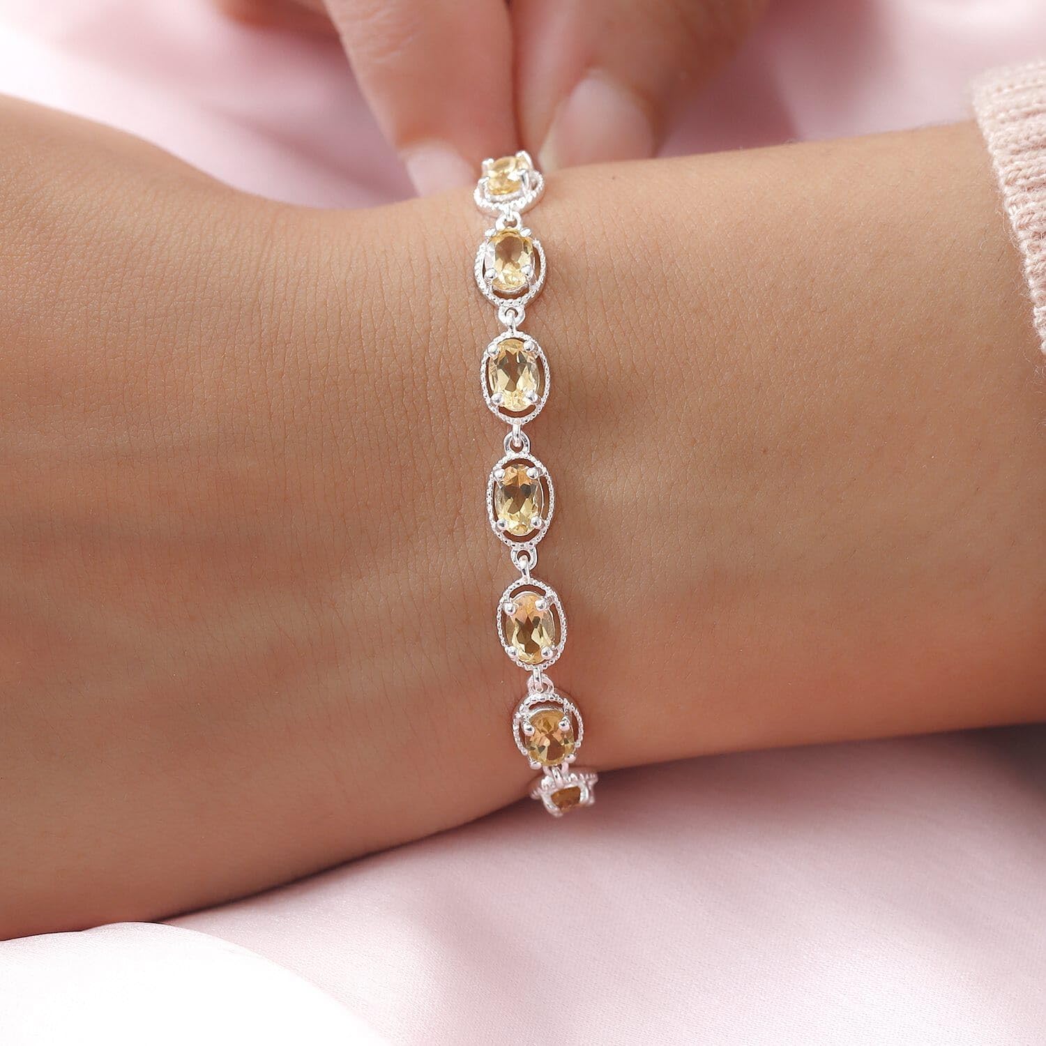 SHOP LC DELIVERING JOY 925 Sterling Silver Citrine Bolo Bracelet Chakra Women Birthday Christmas Gifts for Women - Image 2