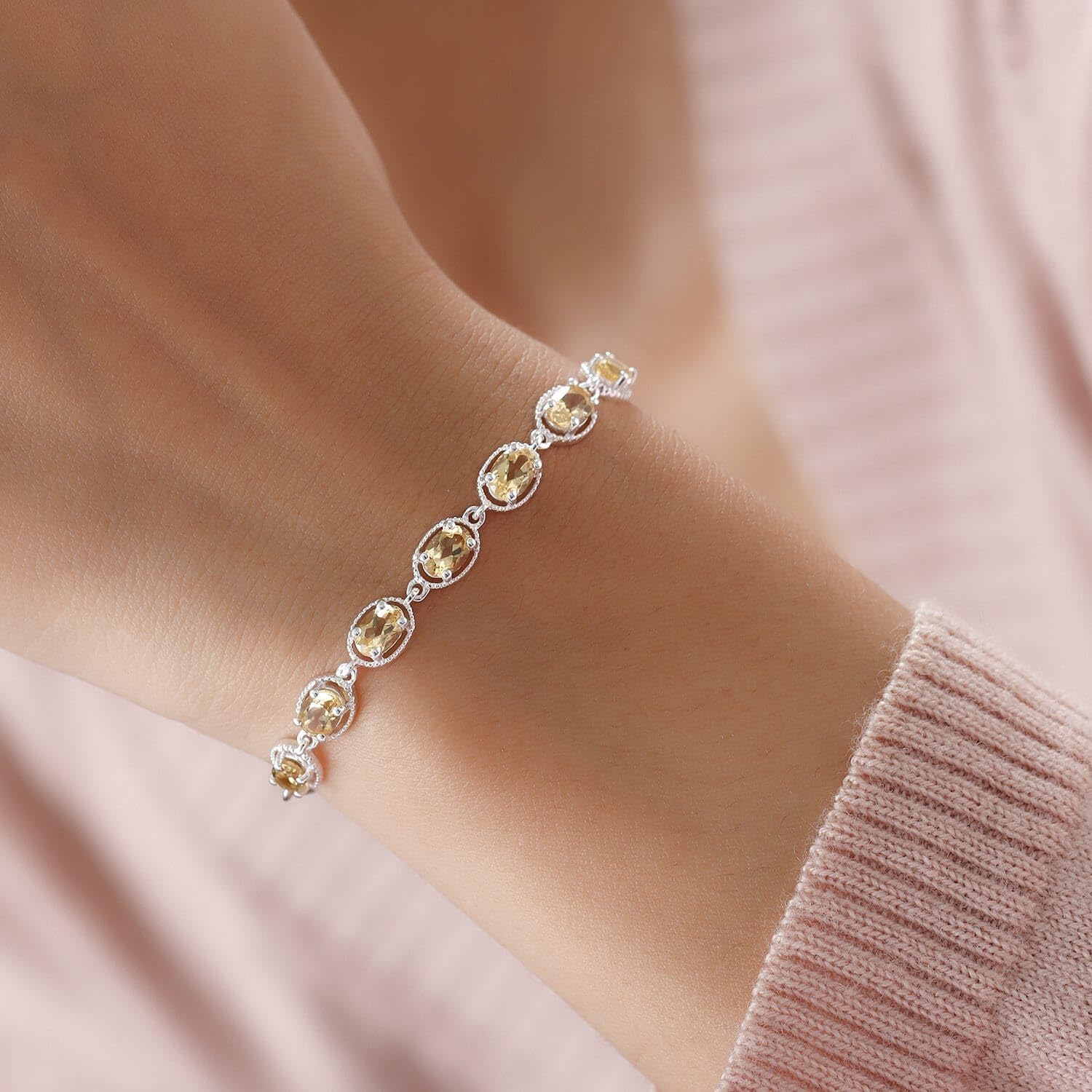 SHOP LC DELIVERING JOY 925 Sterling Silver Citrine Bolo Bracelet Chakra Women Birthday Christmas Gifts for Women - Image 3