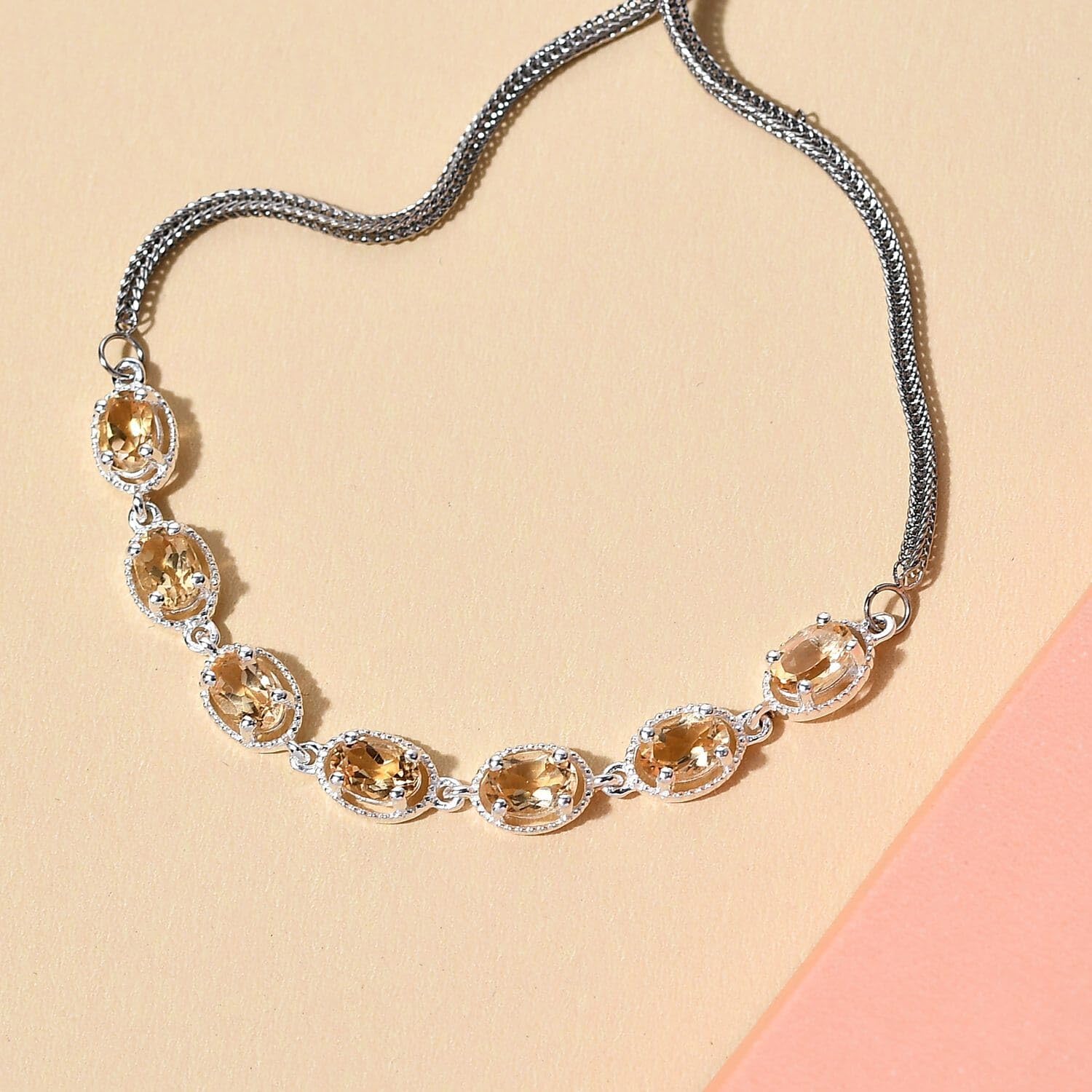 SHOP LC DELIVERING JOY 925 Sterling Silver Citrine Bolo Bracelet Chakra Women Birthday Christmas Gifts for Women - Image 4