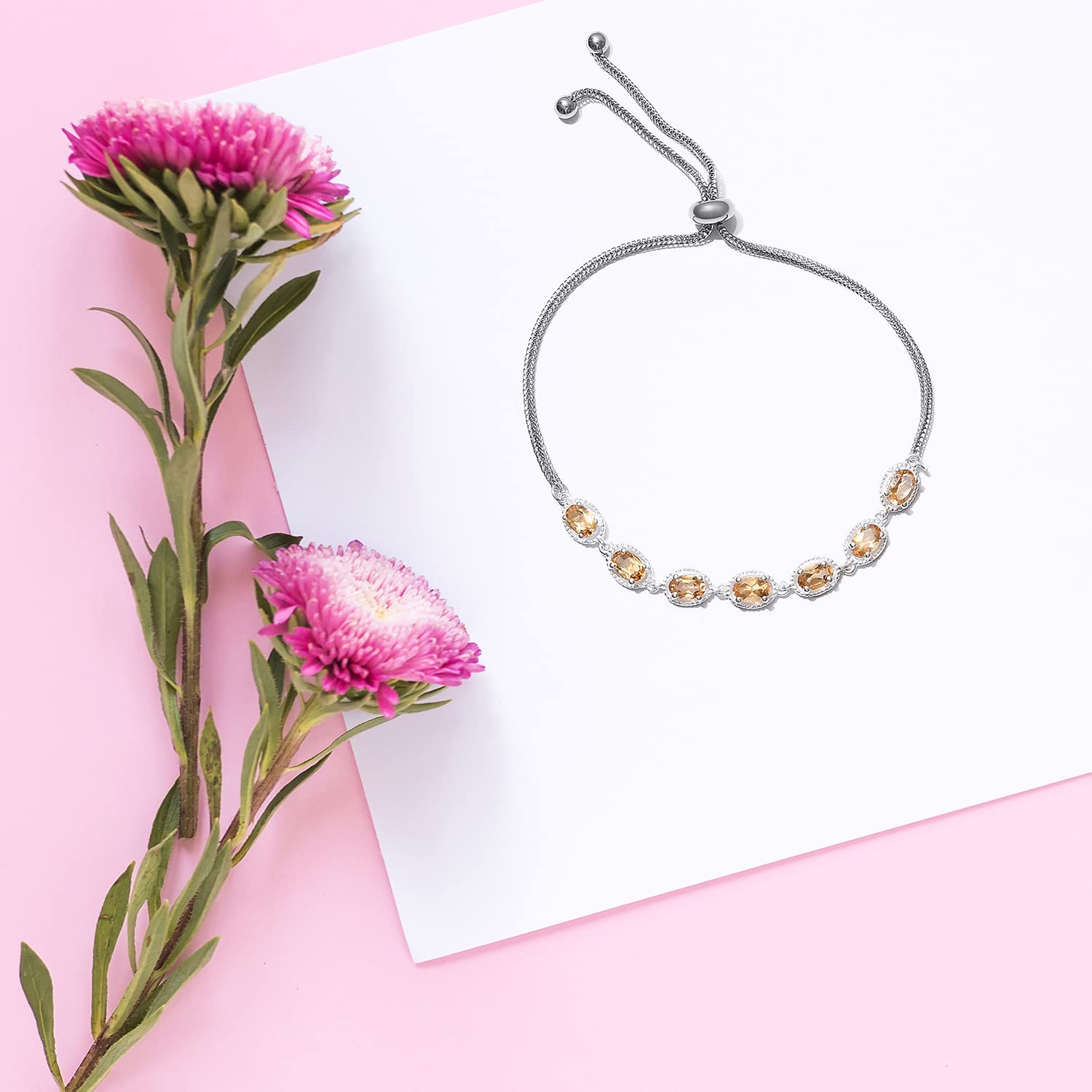 SHOP LC DELIVERING JOY 925 Sterling Silver Citrine Bolo Bracelet Chakra Women Birthday Christmas Gifts for Women - Image 6