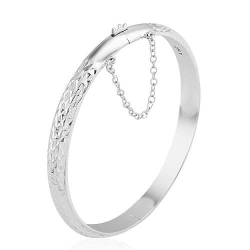 SHOP LC DELIVERING JOY 925 Sterling Silver Diamond Cut Cuff Bracelet, 7 inches, Modern, for Women, Mothers Day Gifts Birthday - Image 8