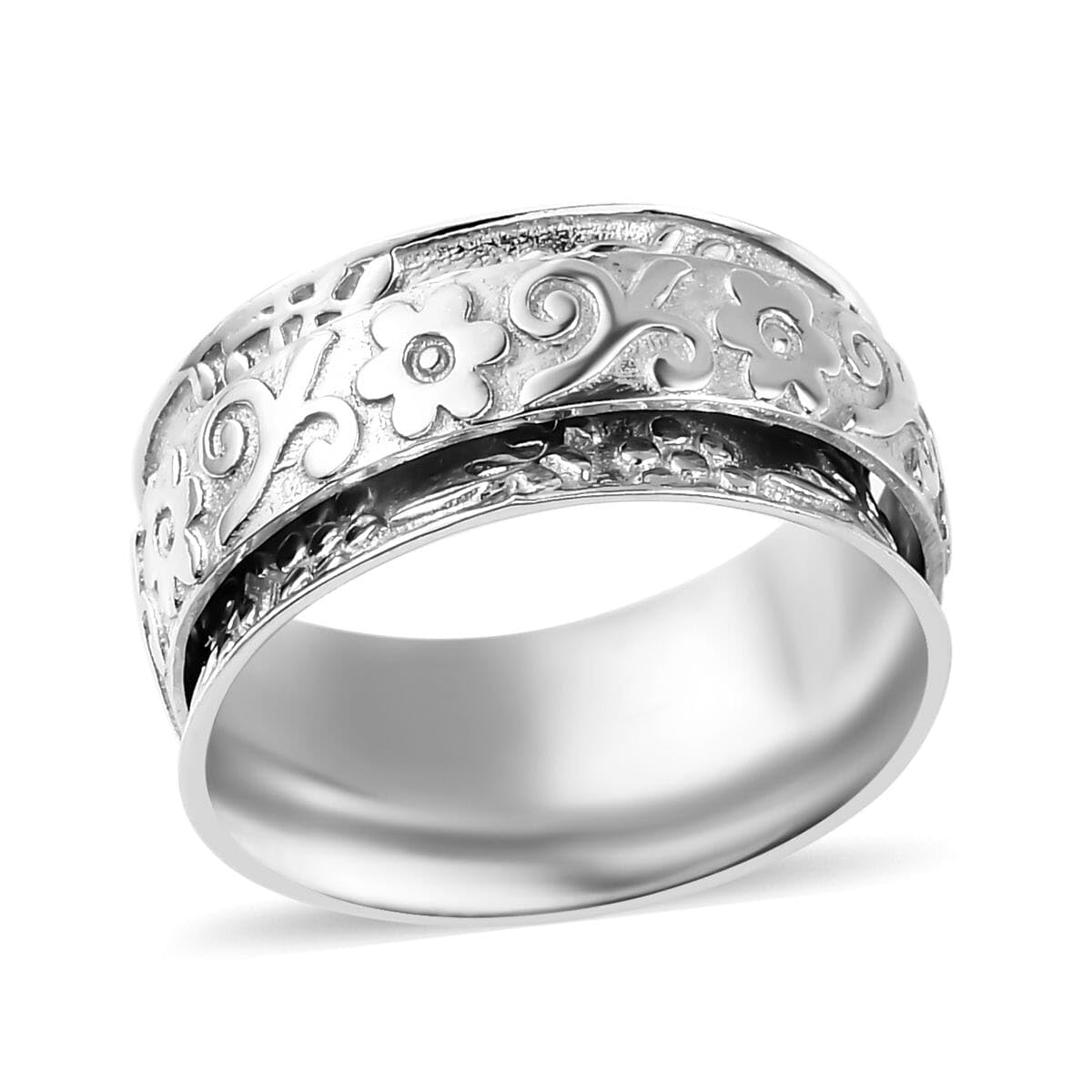 SHOP LC DELIVERING JOY 925 Sterling Silver Flower Spinner Band Ring for Women Jewelry Size 8 4.75 Grams Birthday for Women