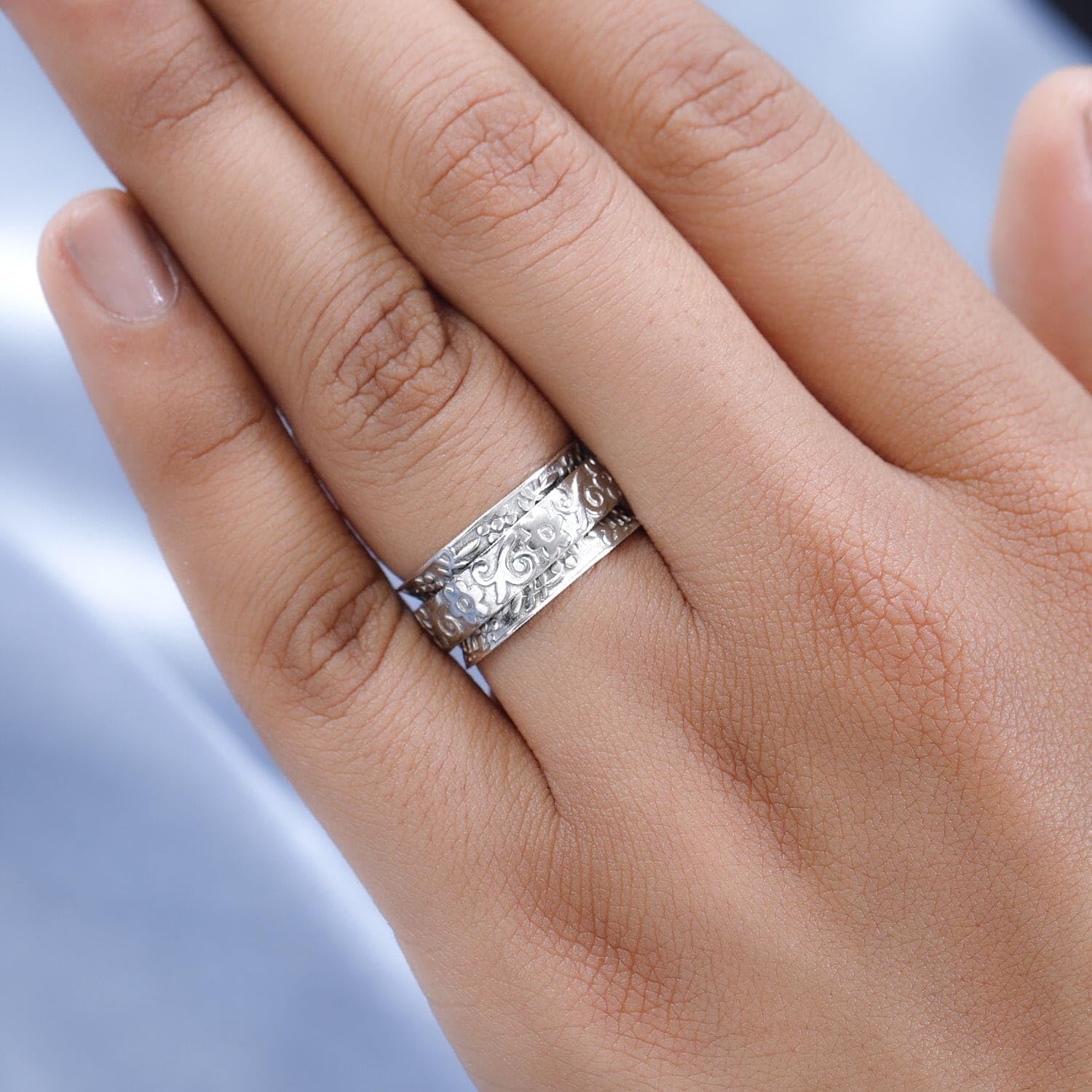 SHOP LC DELIVERING JOY 925 Sterling Silver Flower Spinner Band Ring for Women Jewelry Size 8 4.75 Grams Birthday for Women - Image 2