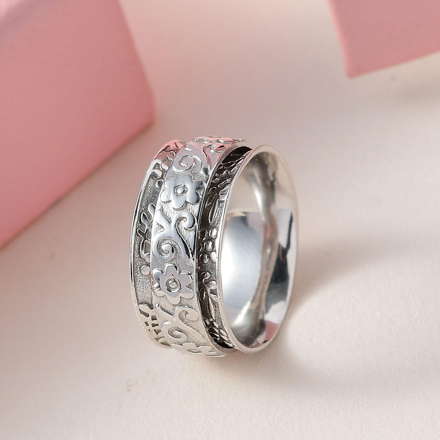 SHOP LC DELIVERING JOY 925 Sterling Silver Flower Spinner Band Ring for Women Jewelry Size 8 4.75 Grams Birthday for Women - Image 4