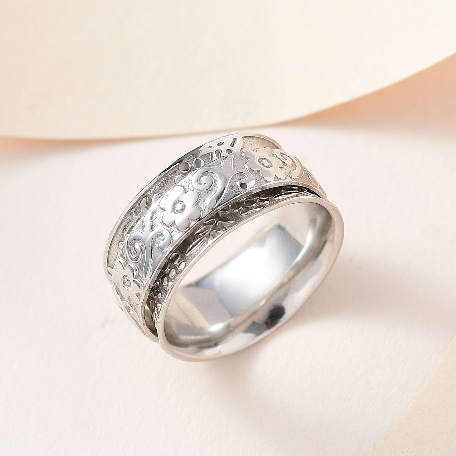 SHOP LC DELIVERING JOY 925 Sterling Silver Flower Spinner Band Ring for Women Jewelry Size 8 4.75 Grams Birthday for Women - Image 5