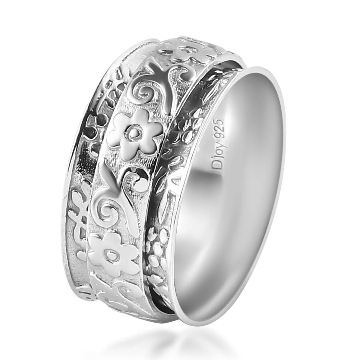 SHOP LC DELIVERING JOY 925 Sterling Silver Flower Spinner Band Ring for Women Jewelry Size 8 4.75 Grams Birthday for Women - Image 6