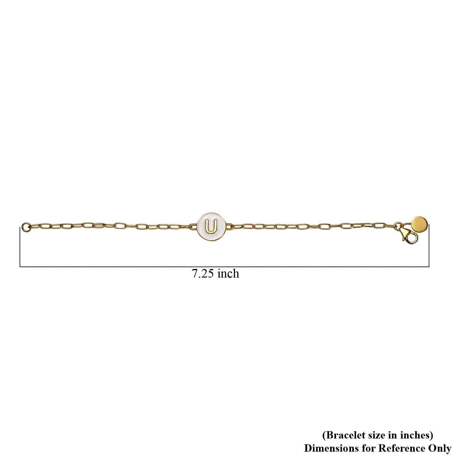 SHOP LC DELIVERING JOY 925 Sterling Silver Initial Bracelet for Women Jewelry Vermeil Yellow Gold Plated Fancy Chain Enamel Letter Bracelet Birthday Christmas Gifts for Women - Image 5
