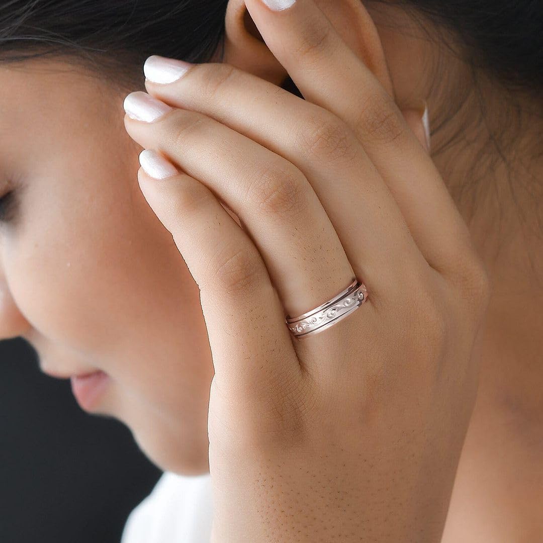 SHOP LC DELIVERING JOY 925 Sterling Silver Mom Spinner Ring - Statement Boho Beach Handmade Unique Jewelry for Mens Women - Anxiety Stress Reliving Rings Engagement, Anniversary - Gifts for Womens - Image 2