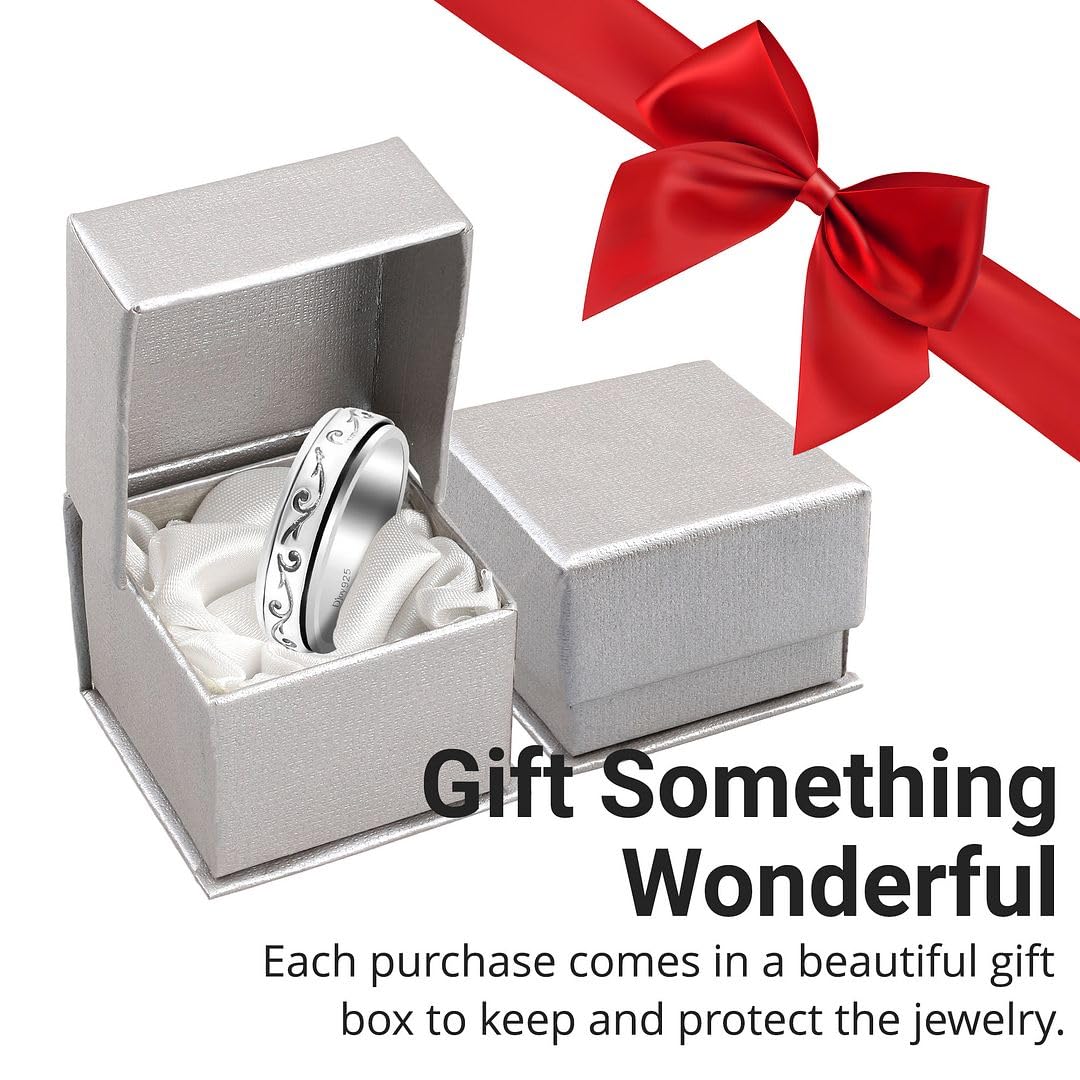 SHOP LC DELIVERING JOY 925 Sterling Silver Mom Spinner Ring - Statement Boho Beach Handmade Unique Jewelry for Mens Women - Anxiety Stress Reliving Rings Engagement, Anniversary - Gifts for Womens - Image 5