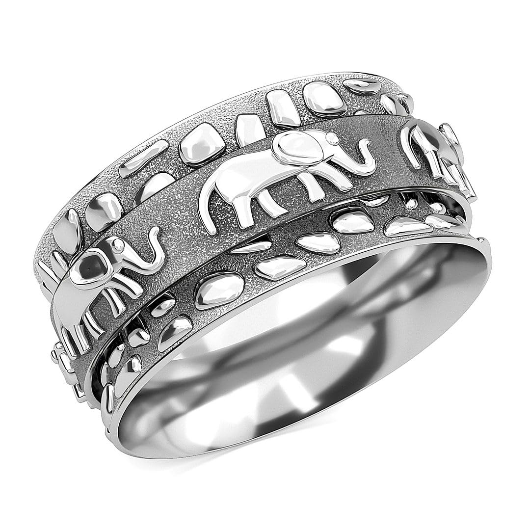 SHOP LC DELIVERING JOY 925 Sterling Silver Mom Spinner Ring Jewelry for Women Birthday Christmas Gifts for Women