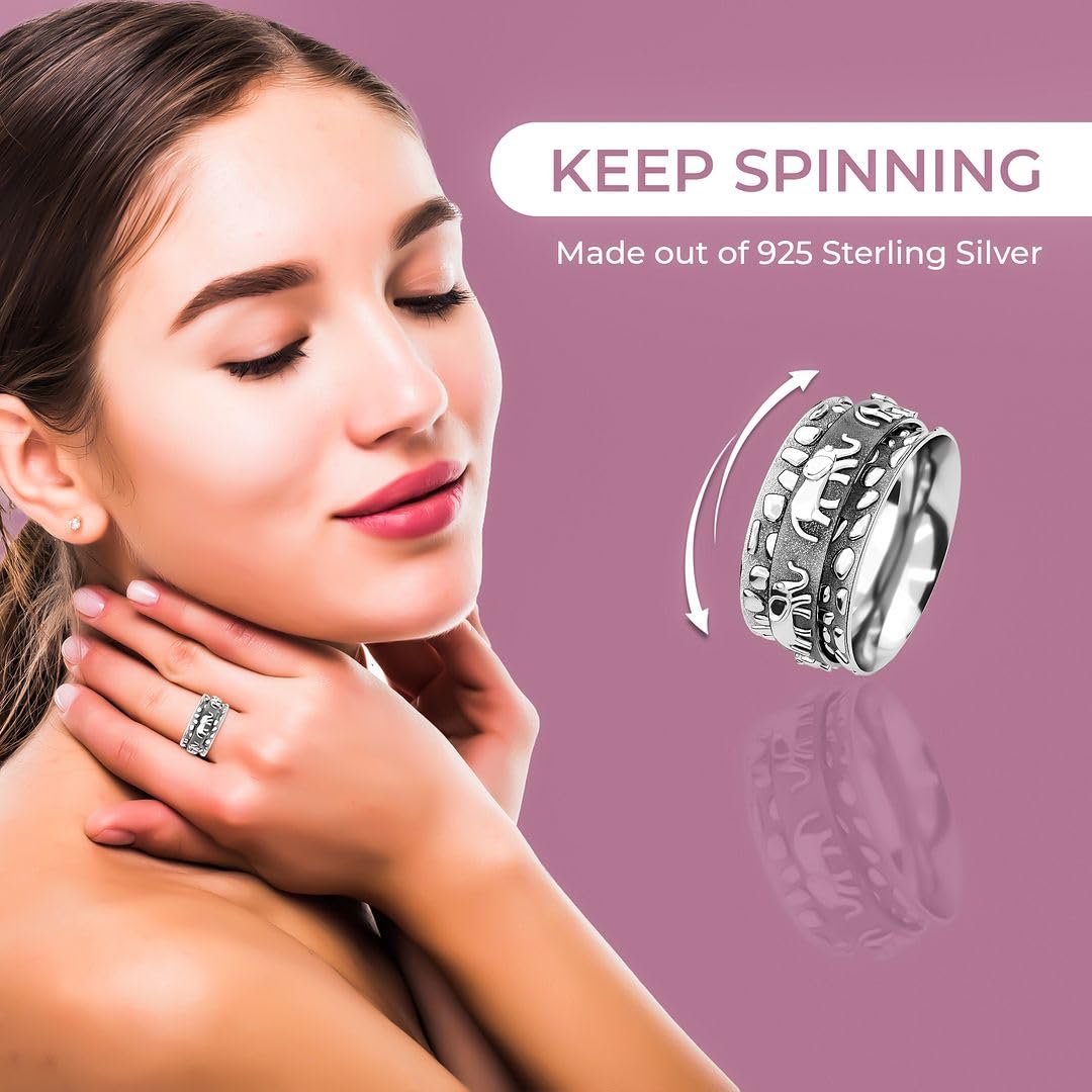 SHOP LC DELIVERING JOY 925 Sterling Silver Mom Spinner Ring Jewelry for Women Birthday Christmas Gifts for Women - Image 4