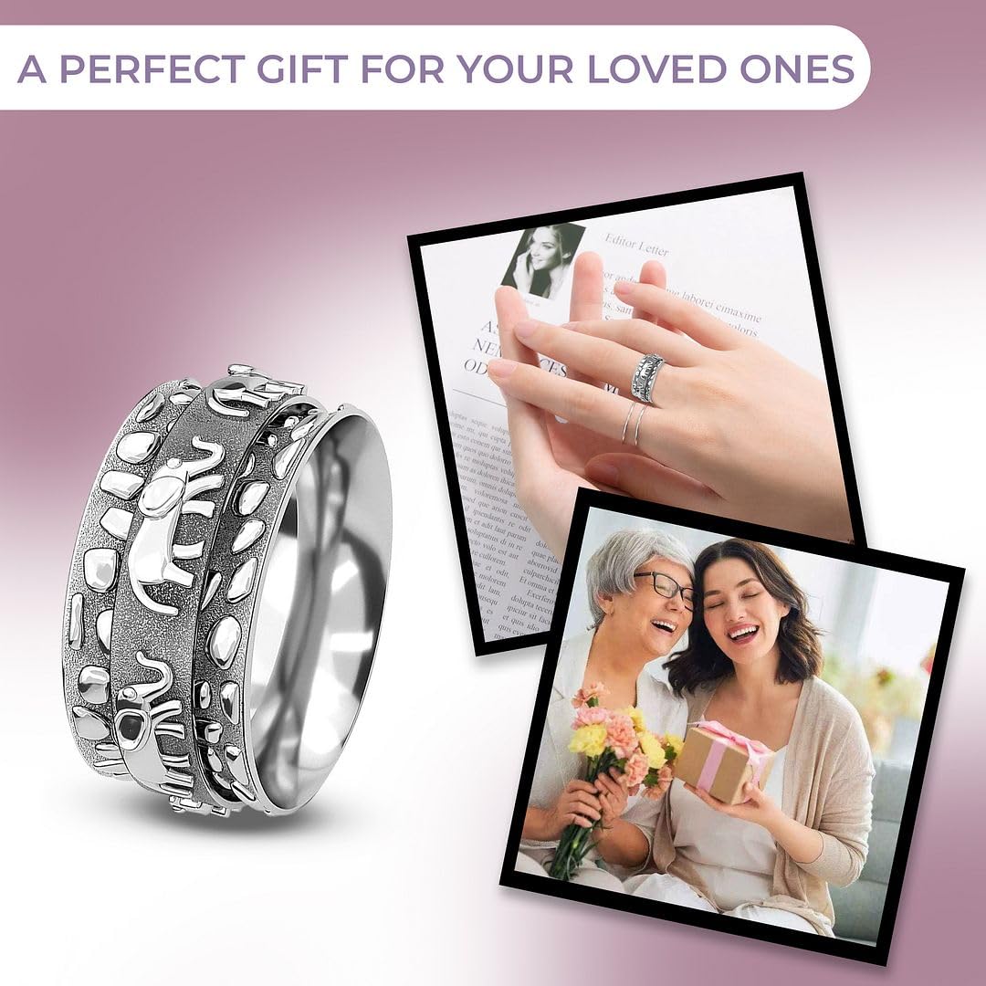 SHOP LC DELIVERING JOY 925 Sterling Silver Mom Spinner Ring Jewelry for Women Birthday Christmas Gifts for Women - Image 6