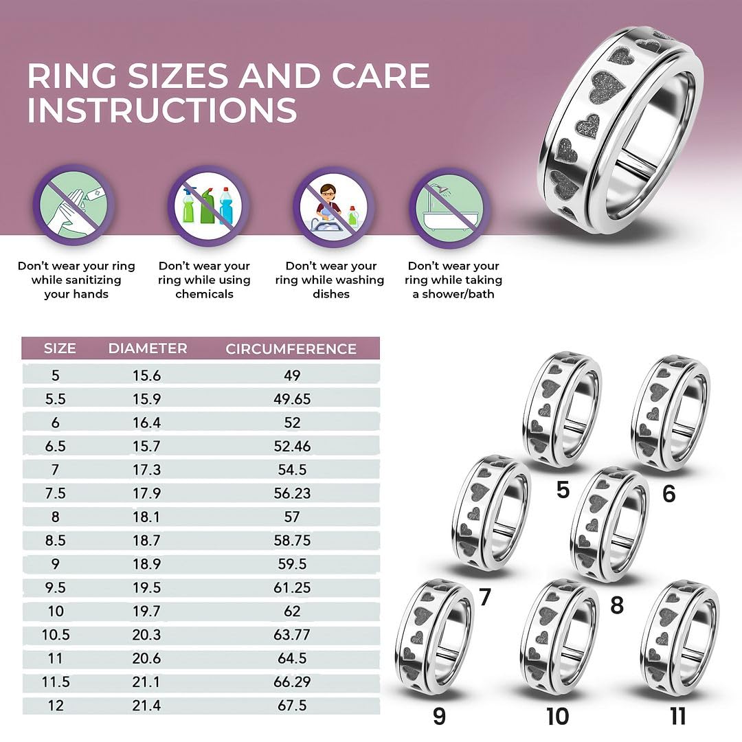 SHOP LC DELIVERING JOY 925 Sterling Silver Mom Spinner Ring - Statement Boho Beach Handmade Unique Jewelry for Mens Women - Anxiety Stress Reliving Rings Engagement, Anniversary - Gifts for Womens - Image 5