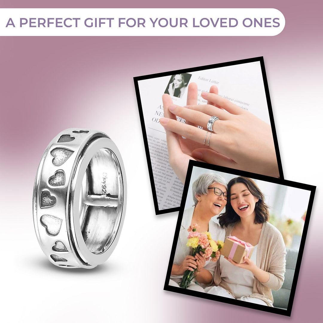 SHOP LC DELIVERING JOY 925 Sterling Silver Mom Spinner Ring - Statement Boho Beach Handmade Unique Jewelry for Mens Women - Anxiety Stress Reliving Rings Engagement, Anniversary - Gifts for Womens - Image 6