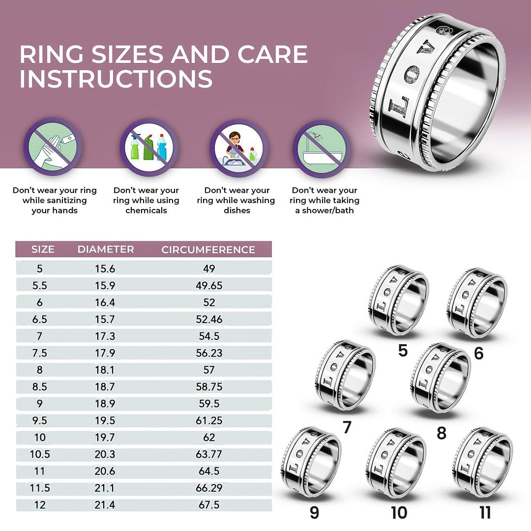 SHOP LC DELIVERING JOY 925 Sterling Silver Mom Spinner Ring - Statement Boho Beach Handmade Unique Jewelry for Mens Women - Anxiety Stress Reliving Rings Engagement, Anniversary - Gifts for Womens - Image 5