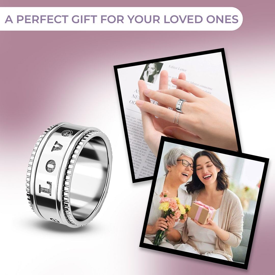 SHOP LC DELIVERING JOY 925 Sterling Silver Mom Spinner Ring - Statement Boho Beach Handmade Unique Jewelry for Mens Women - Anxiety Stress Reliving Rings Engagement, Anniversary - Gifts for Womens - Image 6
