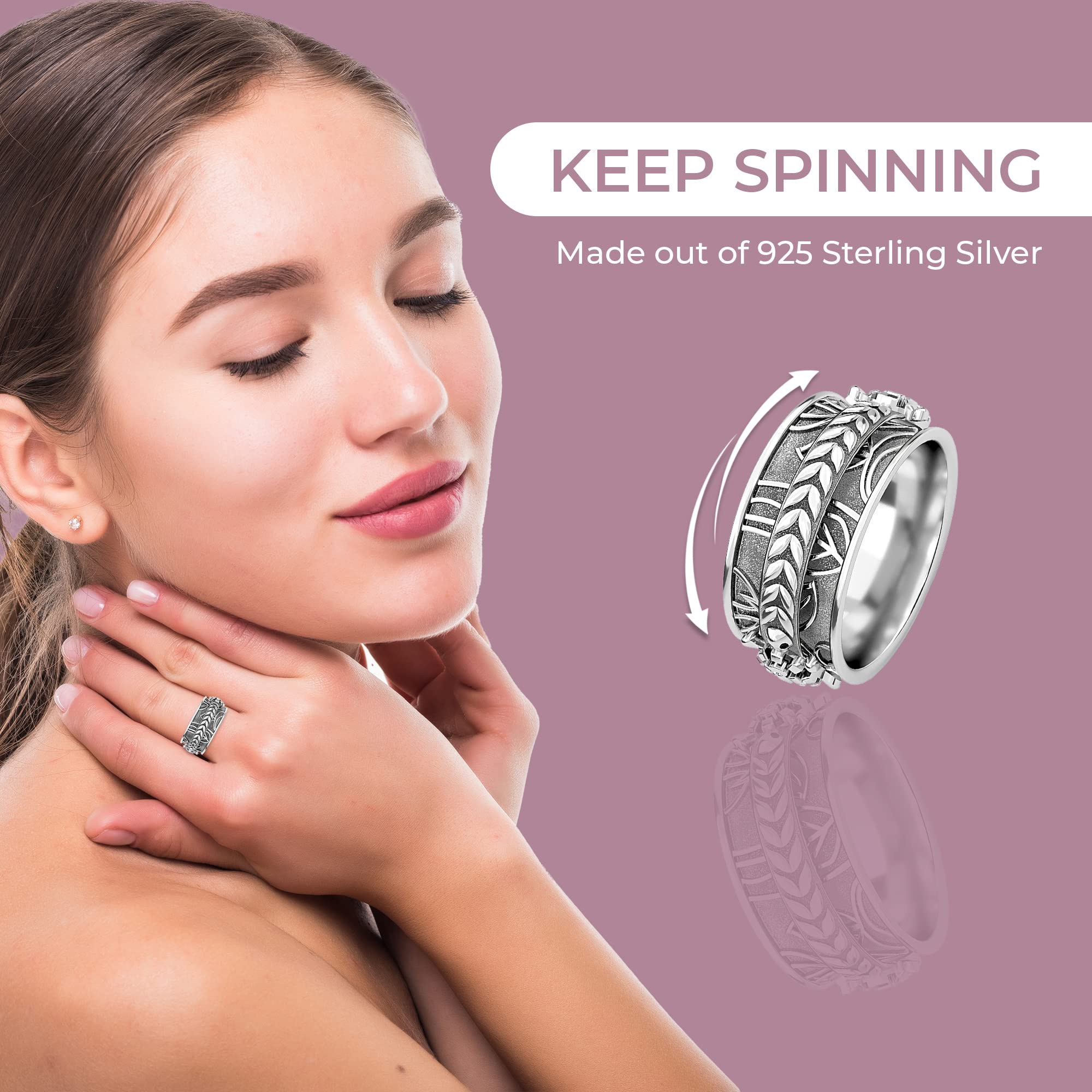 SHOP LC DELIVERING JOY 925 Sterling Silver Mom Spinner Ring Jewelry for Women Birthday Christmas Gifts for Women - Image 4