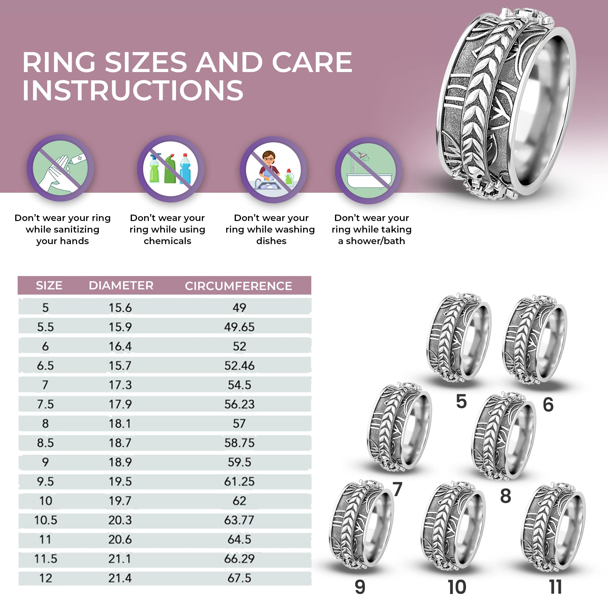 SHOP LC DELIVERING JOY 925 Sterling Silver Mom Spinner Ring Jewelry for Women Birthday Christmas Gifts for Women - Image 5