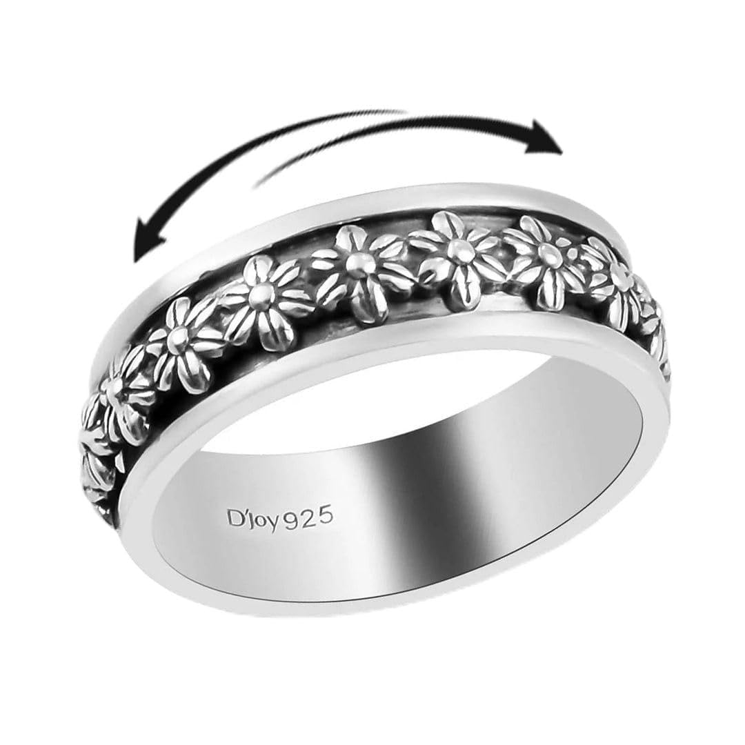 SHOP LC DELIVERING JOY 925 Sterling Silver Mom Spinner Ring - Statement Boho Beach Handmade Unique Jewelry for Mens Women - Anxiety Stress Reliving Rings Engagement, Anniversary - Gifts for Womens