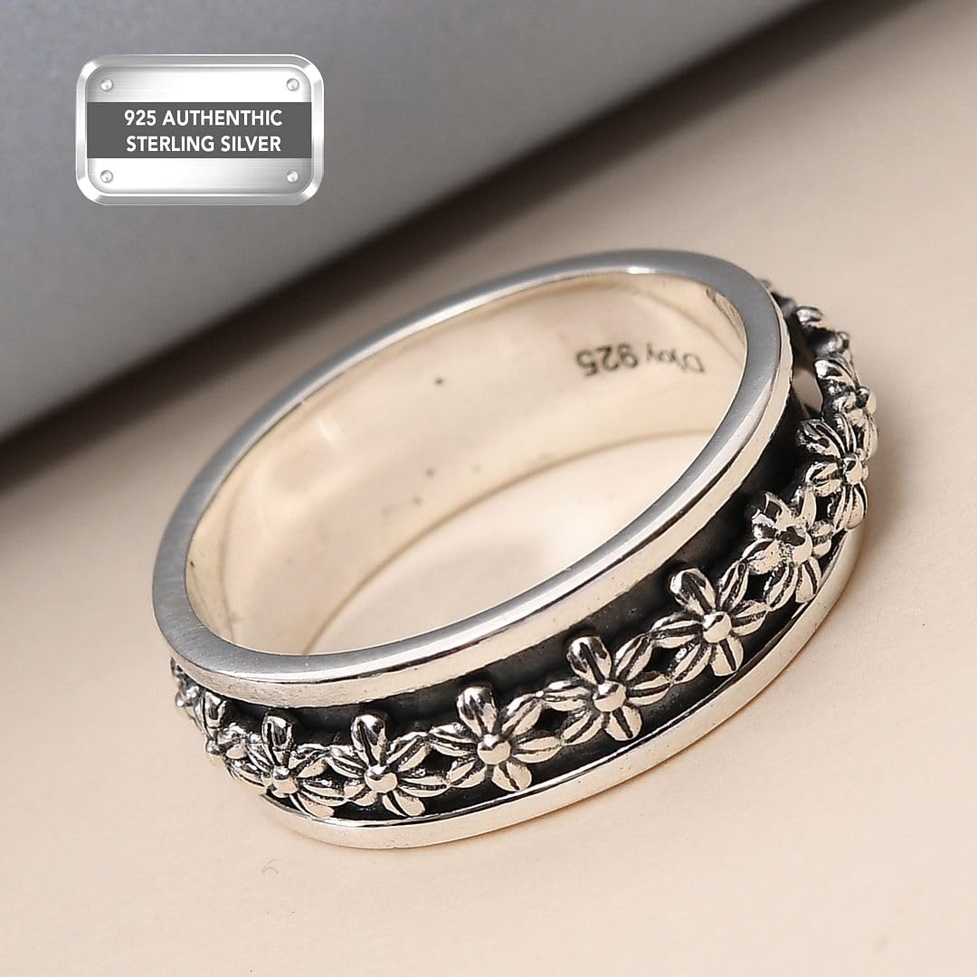 SHOP LC DELIVERING JOY 925 Sterling Silver Mom Spinner Ring - Statement Boho Beach Handmade Unique Jewelry for Mens Women - Anxiety Stress Reliving Rings Engagement, Anniversary - Gifts for Womens - Image 2