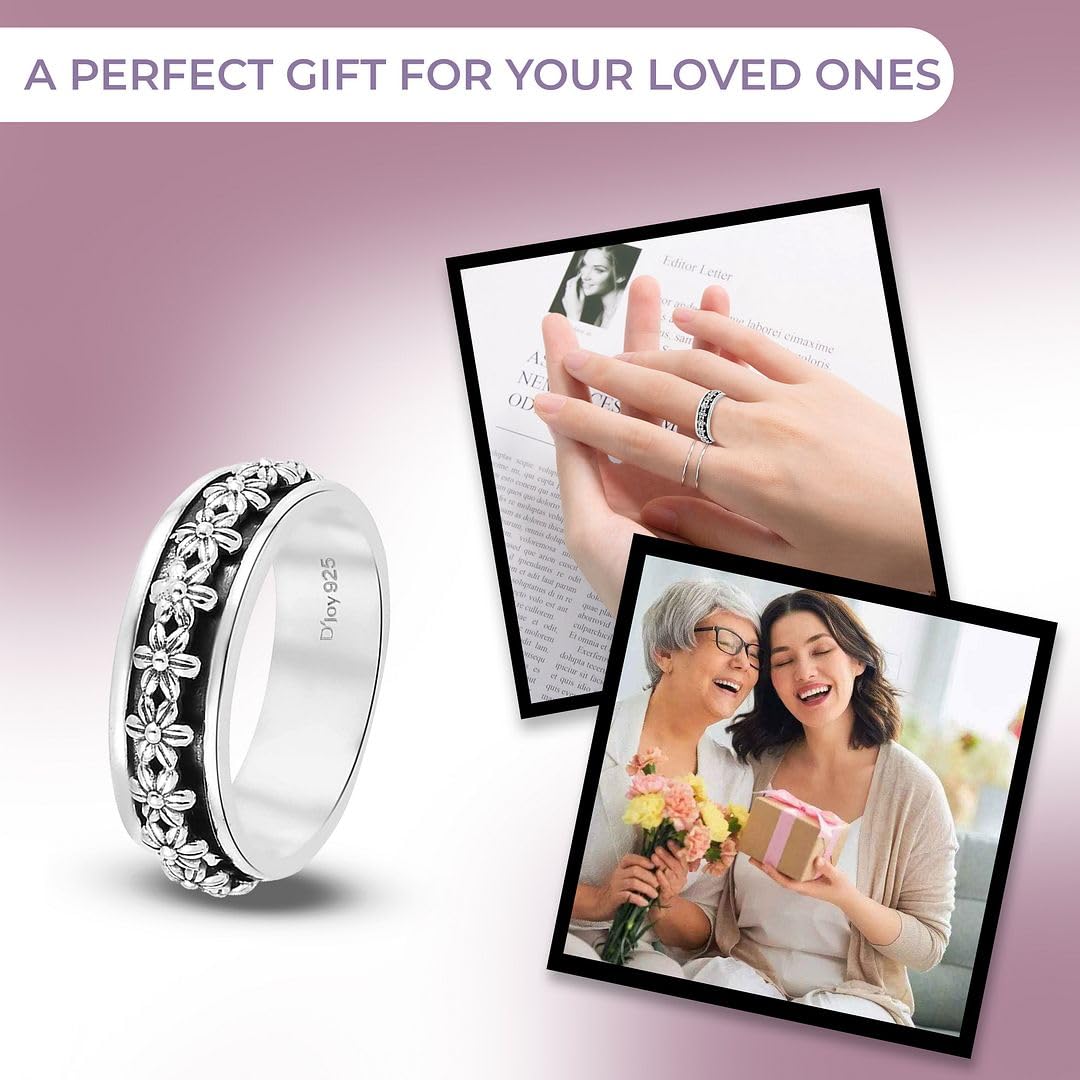 SHOP LC DELIVERING JOY 925 Sterling Silver Mom Spinner Ring - Statement Boho Beach Handmade Unique Jewelry for Mens Women - Anxiety Stress Reliving Rings Engagement, Anniversary - Gifts for Womens - Image 5