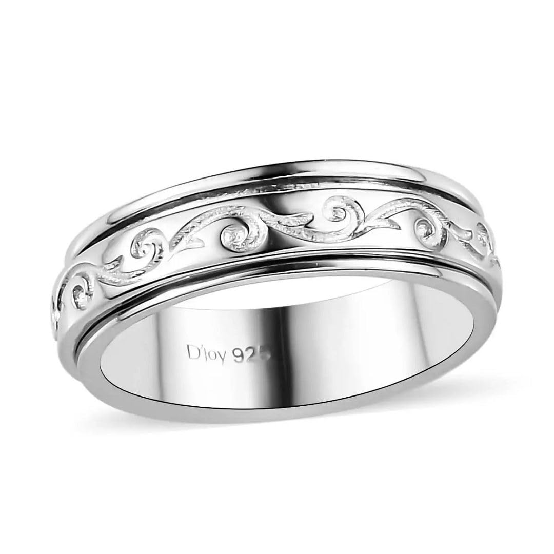 SHOP LC DELIVERING JOY 925 Sterling Silver Mom Spinner Ring - Statement Boho Beach Handmade Unique Jewelry for Mens Women - Anxiety Stress Reliving Rings Engagement, Anniversary - Gifts for Womens