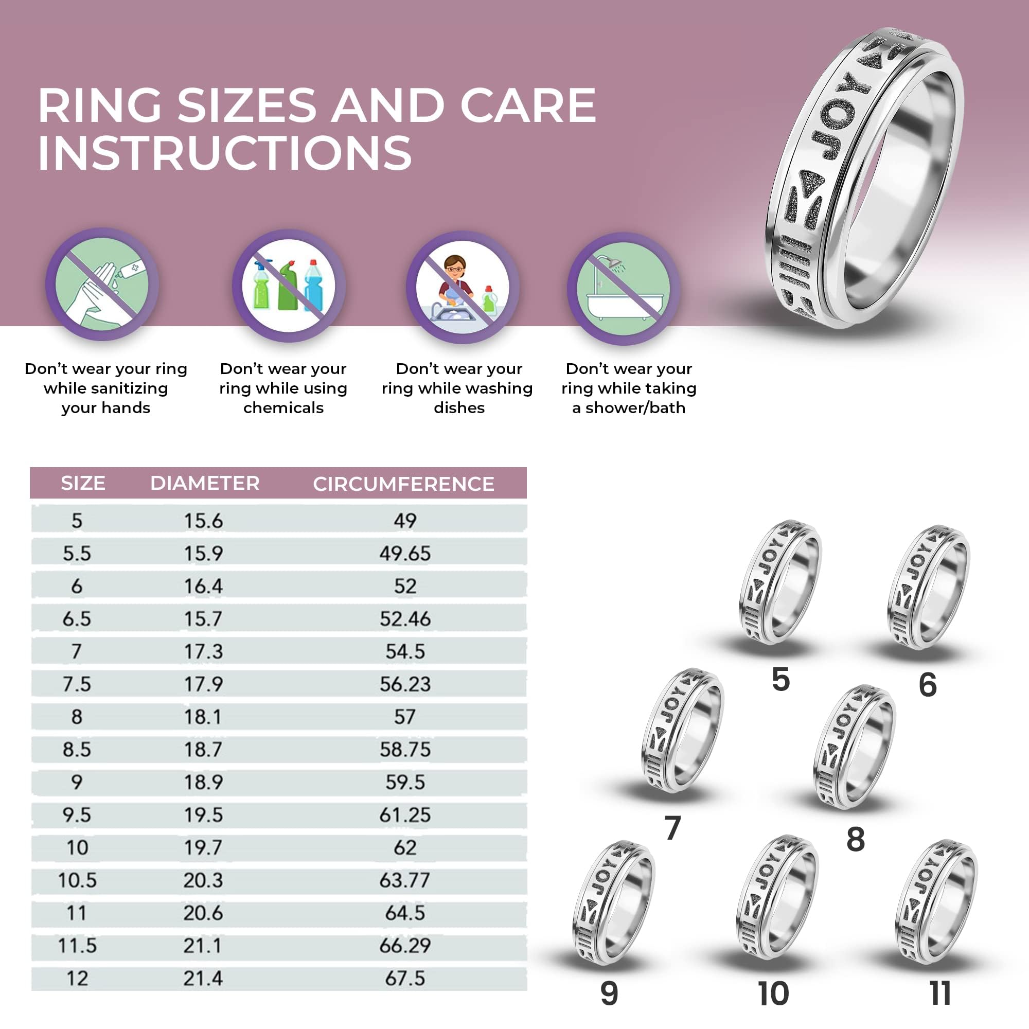 SHOP LC DELIVERING JOY 925 Sterling Silver Mom Spinner Ring - Statement Boho Beach Handmade Unique Jewelry for Mens Women - Anxiety Stress Reliving Rings Engagement, Anniversary - Gifts for Womens - Image 5