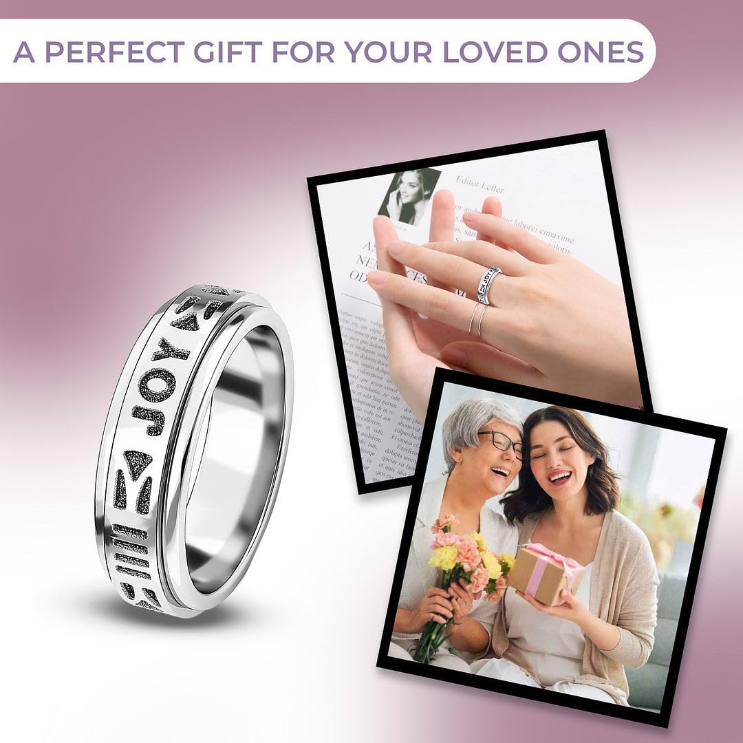 SHOP LC DELIVERING JOY 925 Sterling Silver Mom Spinner Ring - Statement Boho Beach Handmade Unique Jewelry for Mens Women - Anxiety Stress Reliving Rings Engagement, Anniversary - Gifts for Womens - Image 6