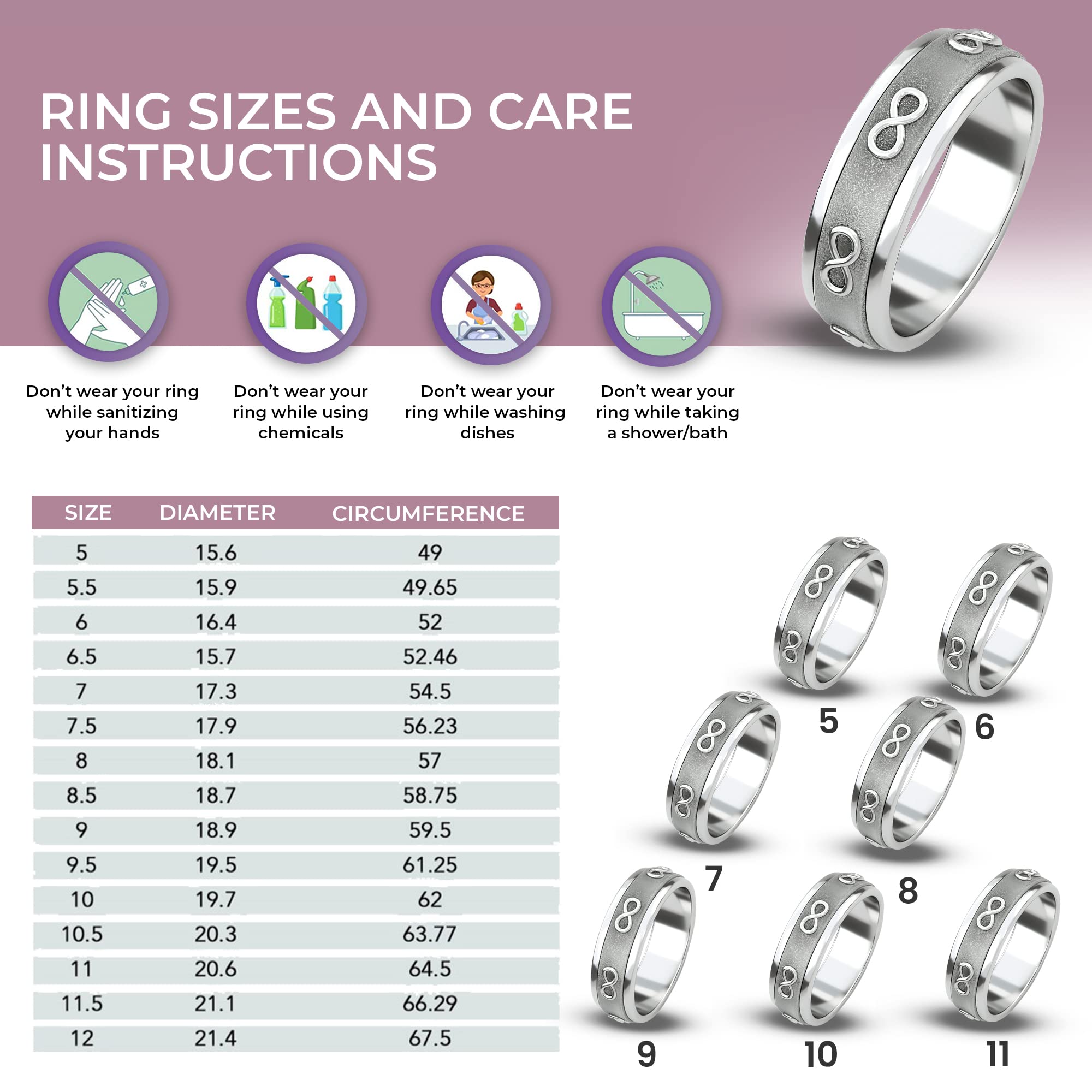 SHOP LC DELIVERING JOY 925 Sterling Silver Mom Spinner Ring - Statement Boho Beach Handmade Unique Jewelry for Mens Women - Anxiety Stress Reliving Rings Engagement, Anniversary - Gifts for Womens - Image 5