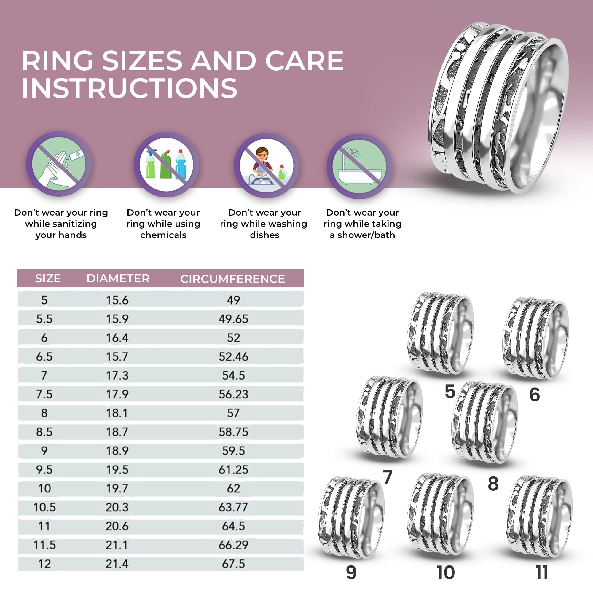 SHOP LC DELIVERING JOY 925 Sterling Silver Mom Spinner Ring Jewelry for Women Birthday Christmas Gifts for Women - Image 5