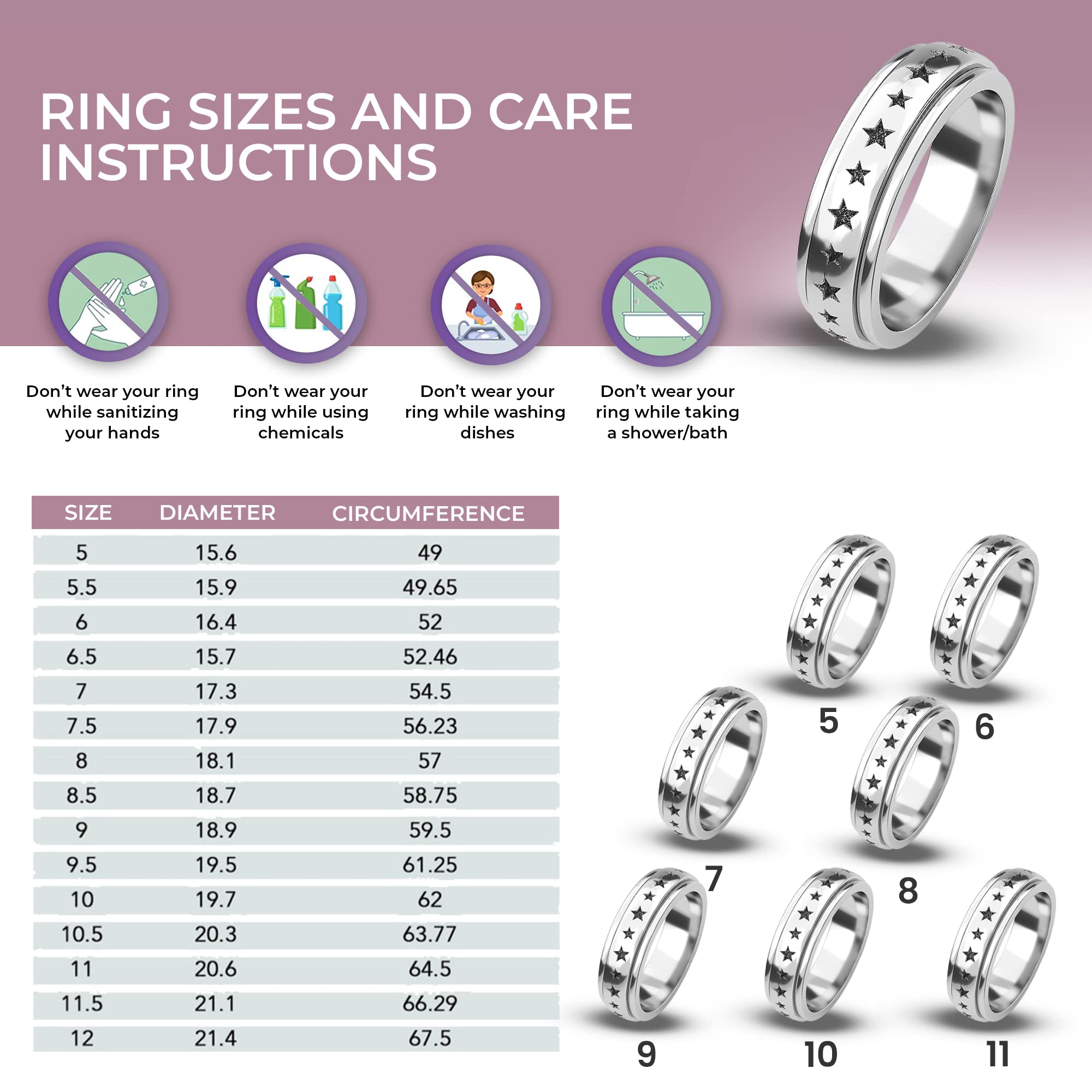 SHOP LC DELIVERING JOY 925 Sterling Silver Mom Spinner Ring - Statement Boho Beach Handmade Unique Jewelry for Mens Women - Anxiety Stress Reliving Rings Engagement, Anniversary - Gifts for Womens - Image 5