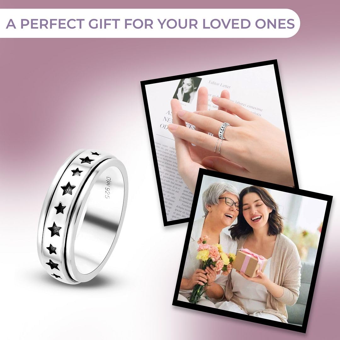 SHOP LC DELIVERING JOY 925 Sterling Silver Mom Spinner Ring - Statement Boho Beach Handmade Unique Jewelry for Mens Women - Anxiety Stress Reliving Rings Engagement, Anniversary - Gifts for Womens - Image 6