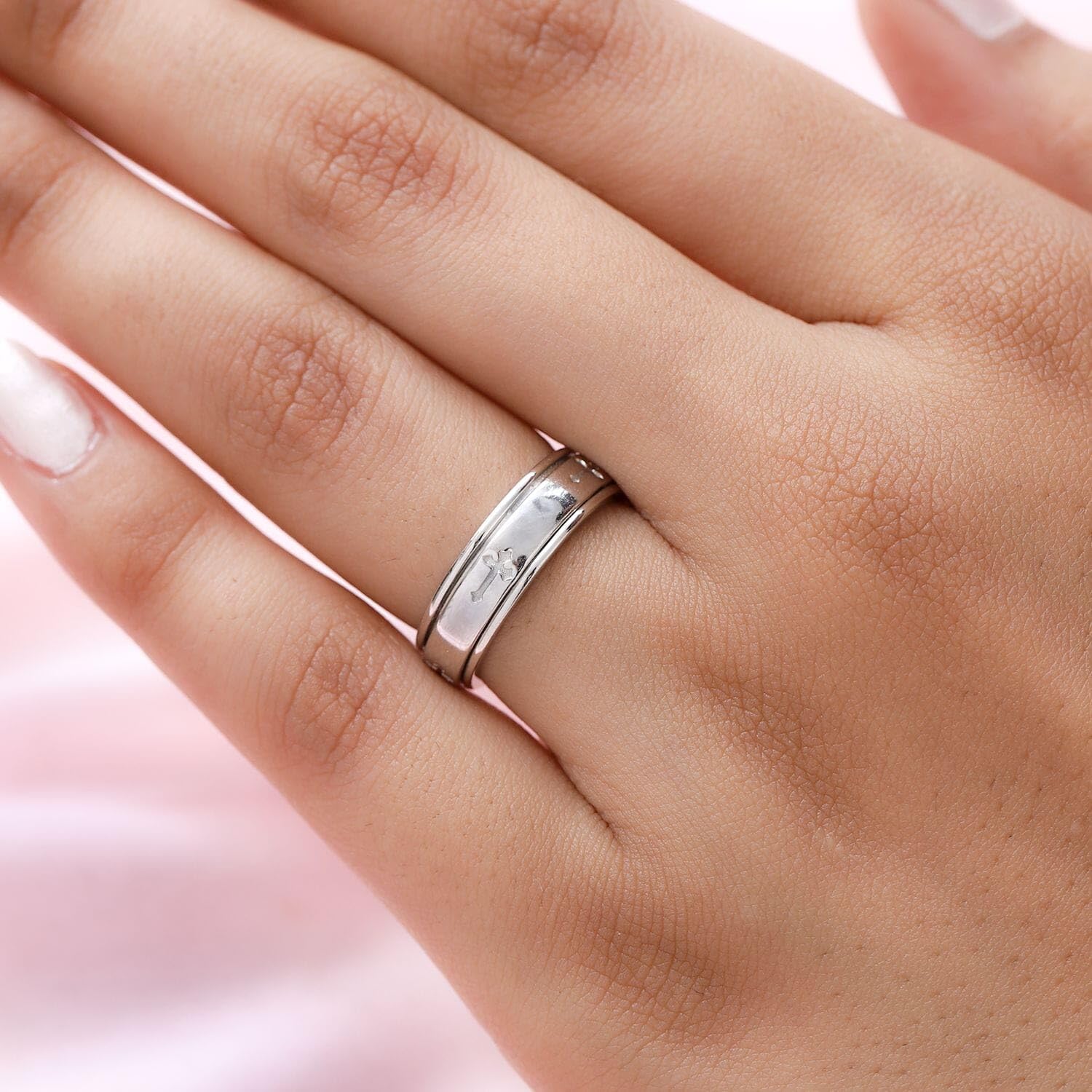 SHOP LC DELIVERING JOY 925 Sterling Silver Spinner Band Ring for Women Jewelry Size 9 Birthday Christmas Gifts - Image 2