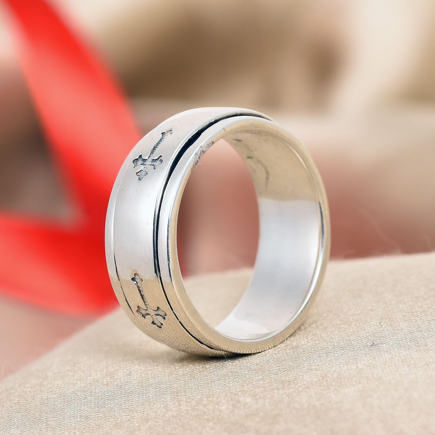 SHOP LC DELIVERING JOY 925 Sterling Silver Spinner Band Ring for Women Jewelry Size 9 Birthday Christmas Gifts - Image 4