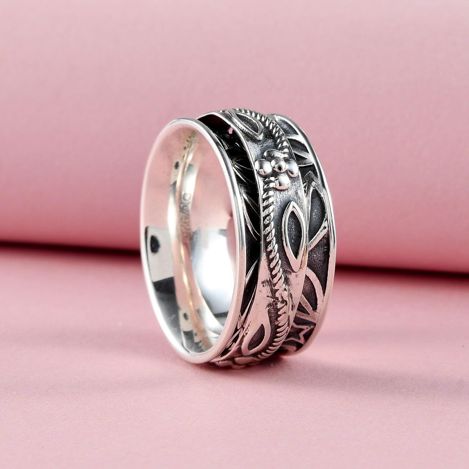 SHOP LC DELIVERING JOY 925 Sterling Silver Spinner Ring for Women Jewelry Size 10 Birthday Christmas Gifts - Image 2