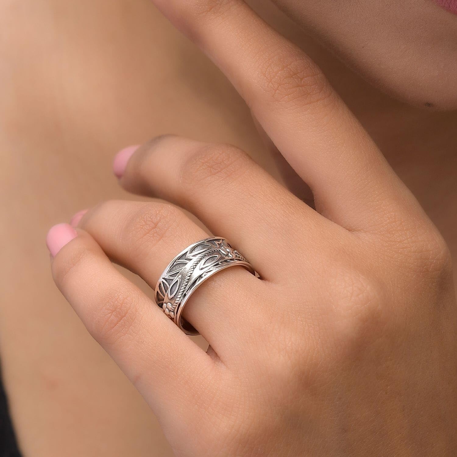 SHOP LC DELIVERING JOY 925 Sterling Silver Spinner Ring for Women Jewelry Size 10 Birthday Christmas Gifts - Image 4