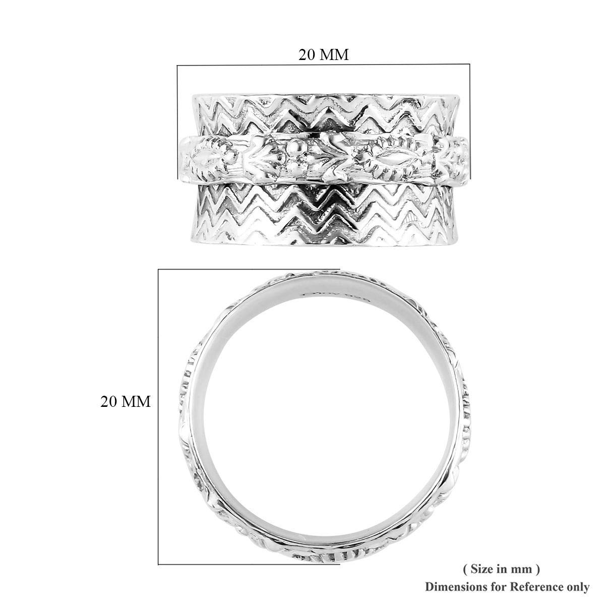 SHOP LC DELIVERING JOY 925 Sterling Silver Stylish Unique Stress Relieving Meditation Boho Handmade Spinner Band Ring Jewelry Size 10 - Image 9