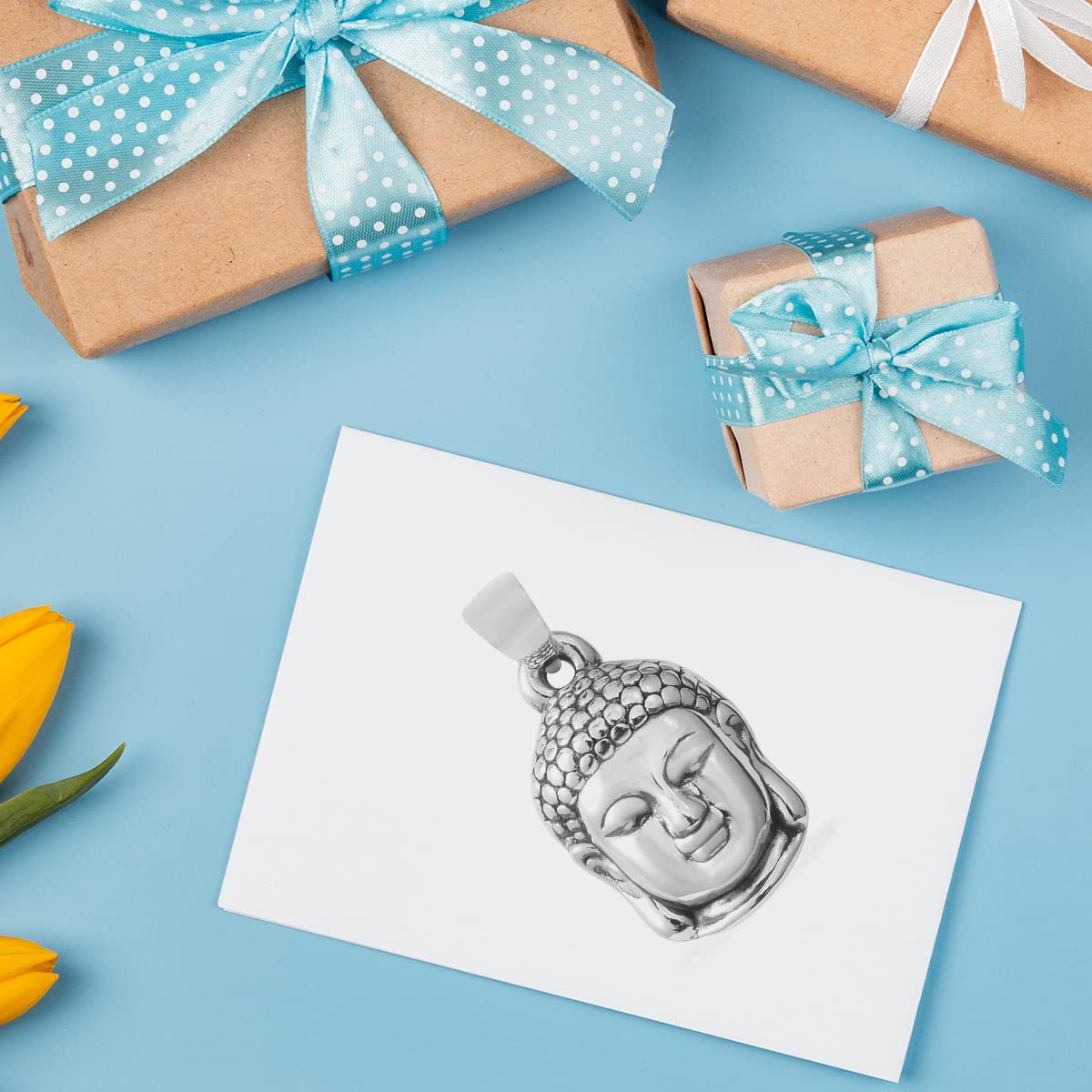 SHOP LC DELIVERING JOY 925 Sterling Silver Unisex Meditation fortune Tibetan Buddha Head Charm Prayer Religious Pendant for Women Jewelrys (Carved/Hematite) Birthday Christmas Gifts for Women - Image 5