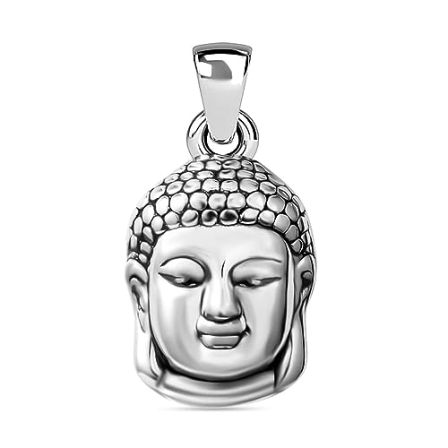 SHOP LC DELIVERING JOY 925 Sterling Silver Unisex Meditation fortune Tibetan Buddha Head Charm Prayer Religious Pendant for Women Jewelrys (Carved/Hematite) Birthday Christmas Gifts for Women - Image 8