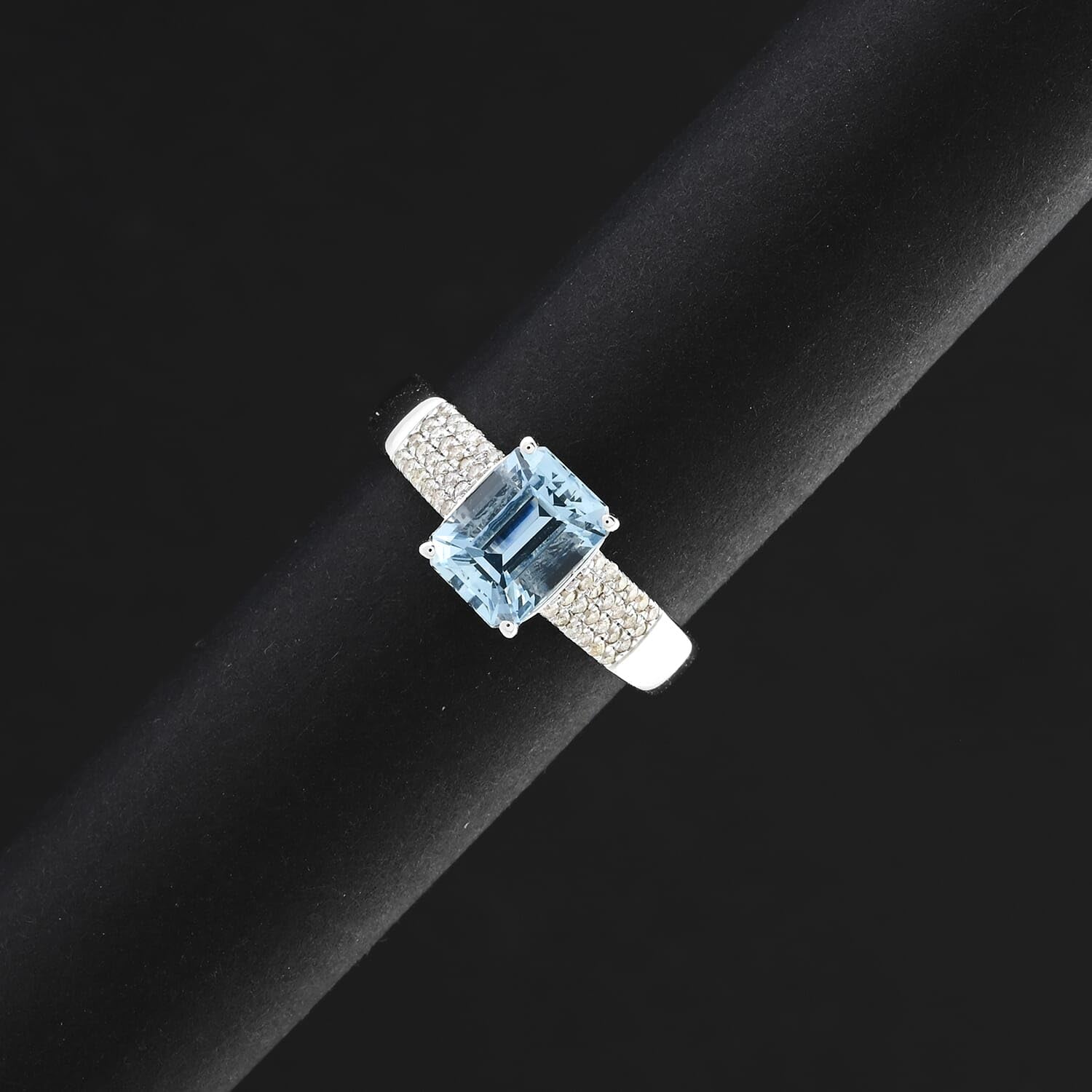 SHOP LC DELIVERING JOY AAA Aquamarine 14K White Gold Ring for Women Jewelry Birthday Christmas Gifts G-H Color I2 Clarity Ct 1.75 - Image 2