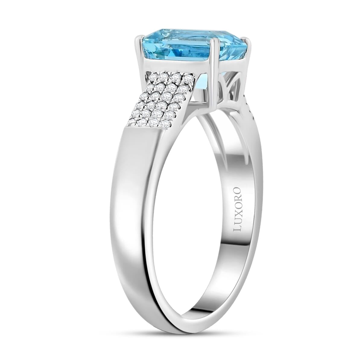 SHOP LC DELIVERING JOY AAA Aquamarine 14K White Gold Ring for Women Jewelry Birthday Christmas Gifts G-H Color I2 Clarity Ct 1.75 - Image 4