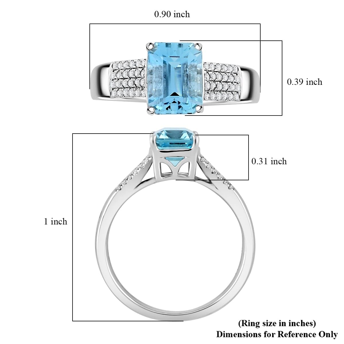 SHOP LC DELIVERING JOY AAA Aquamarine 14K White Gold Ring for Women Jewelry Birthday Christmas Gifts G-H Color I2 Clarity Ct 1.75 - Image 6