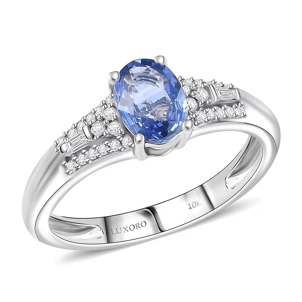 SHOP LC DELIVERING JOY AAA Blue Sapphire and I2 Diamond 1.04 ctw Celestial Night Sky Ring in 10K White Gold Size 8 Christmas Gifts