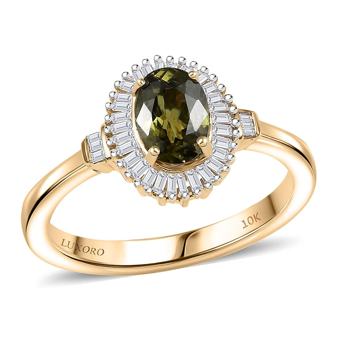 SHOP LC DELIVERING JOY AAA Demantoid Garnet and GH I2 Diamond 1.15 ctw Heirloom Spark Ring in 10K Yellow Gold Size 7 Christmas Gifts