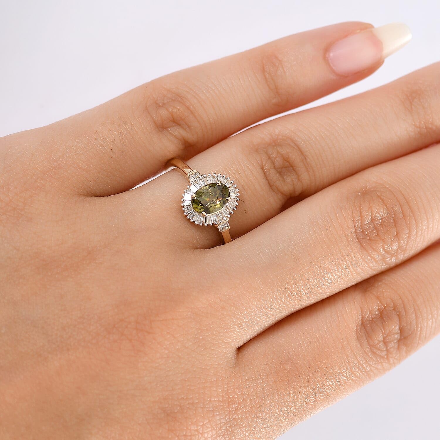 SHOP LC DELIVERING JOY AAA Demantoid Garnet and GH I2 Diamond 1.15 ctw Heirloom Spark Ring in 10K Yellow Gold Size 7 Christmas Gifts - Image 2