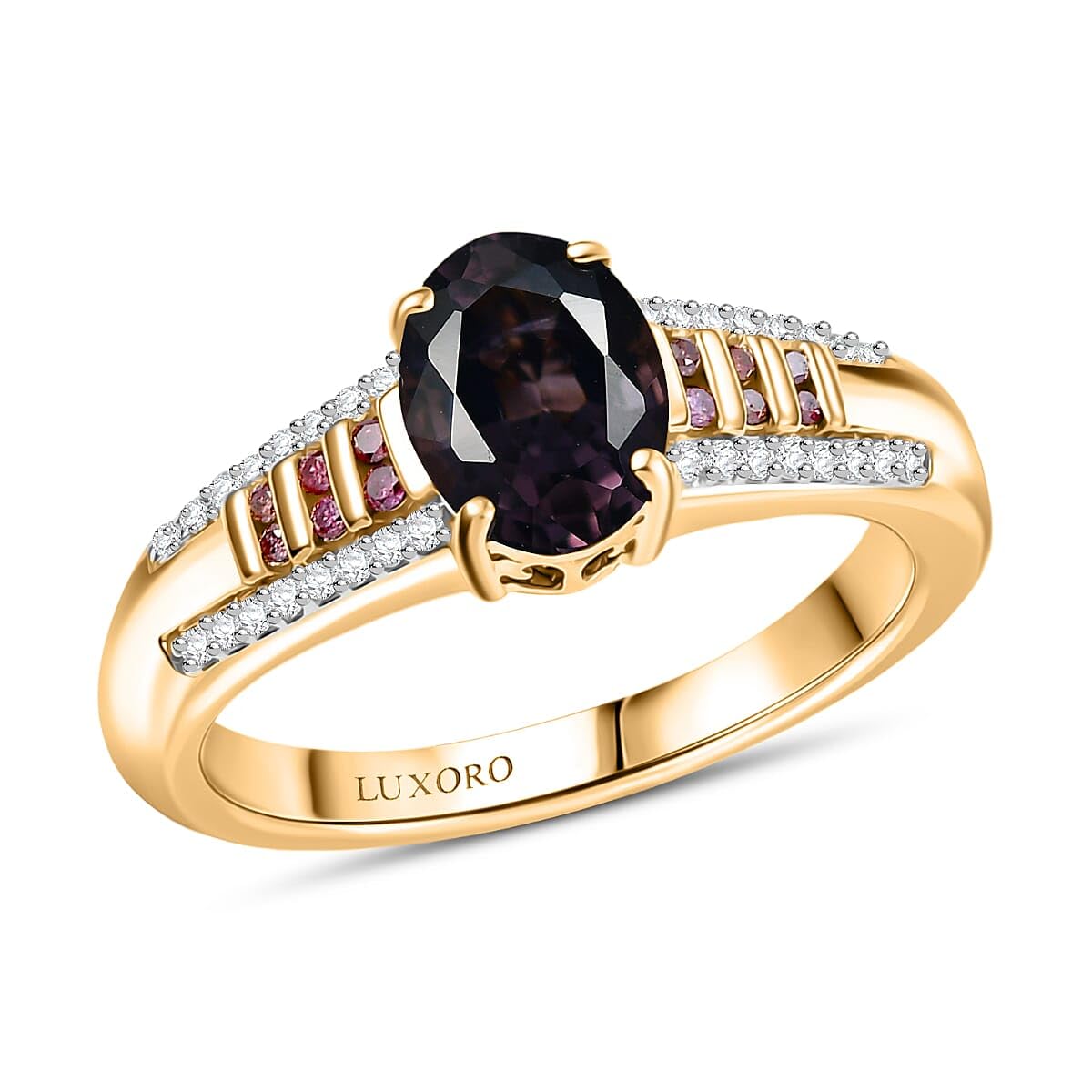 SHOP LC DELIVERING JOY AAA Royal Lavender Spinel Purple Diamond and I2 Diamond 1.60 ctw Imperial Violet Ring in 10K Yellow Gold Size 7 Christmas Gifts