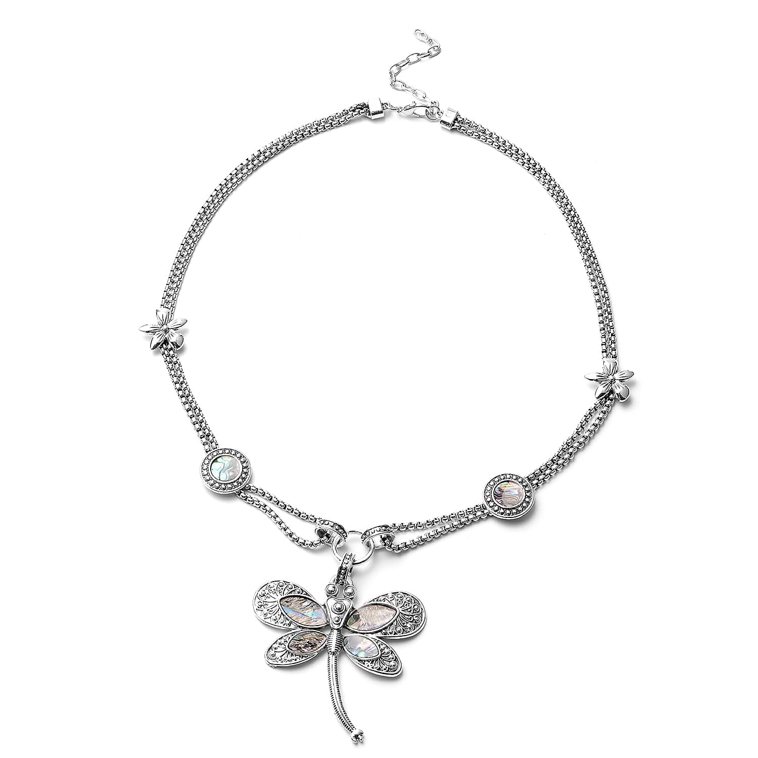 SHOP LC DELIVERING JOY Abalone Shell Dragonfly Crystal Necklace for Women Jewelry for Women White Beach Aesthetic 22" Costume Jewelry Christmas Birthday Gifts