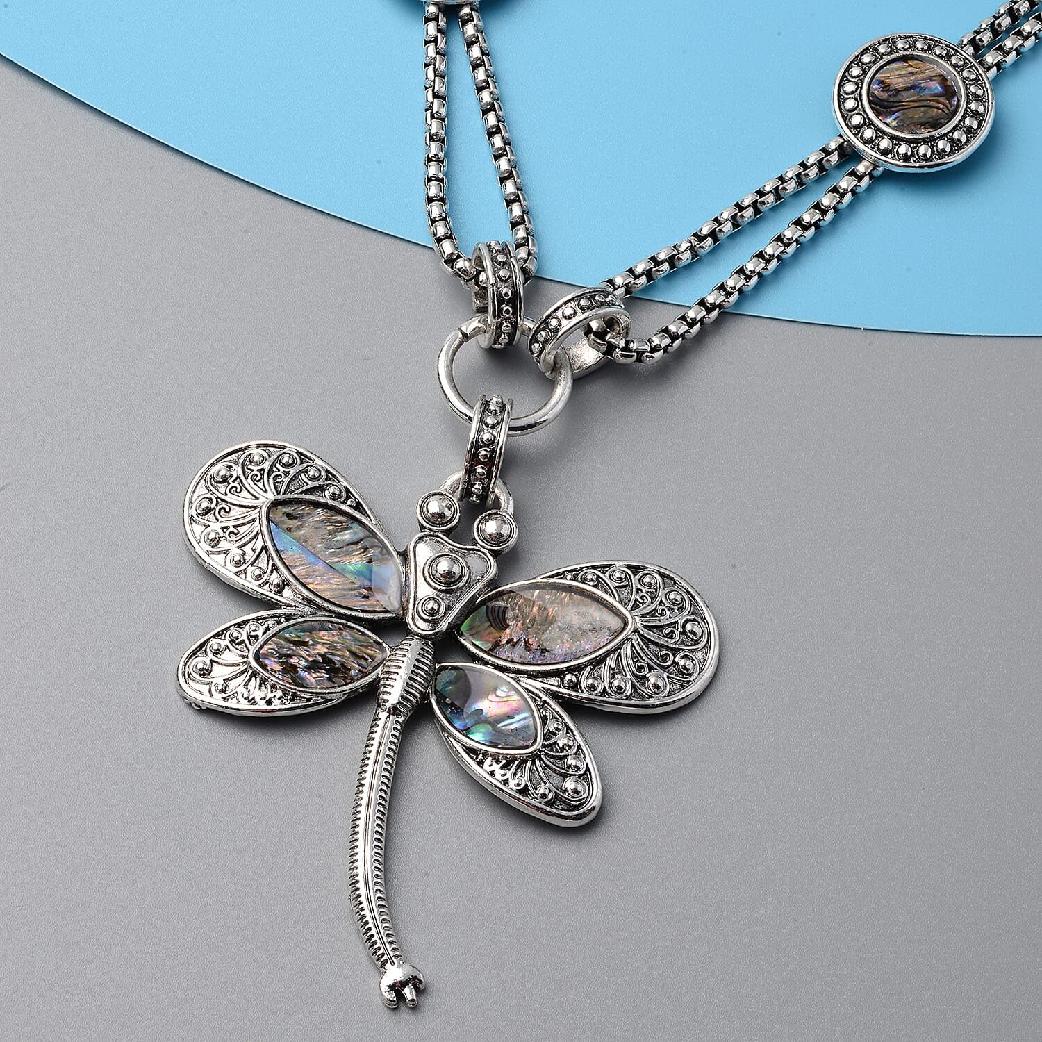 SHOP LC DELIVERING JOY Abalone Shell Dragonfly Crystal Necklace for Women Jewelry for Women White Beach Aesthetic 22" Costume Jewelry Christmas Birthday Gifts - Image 2