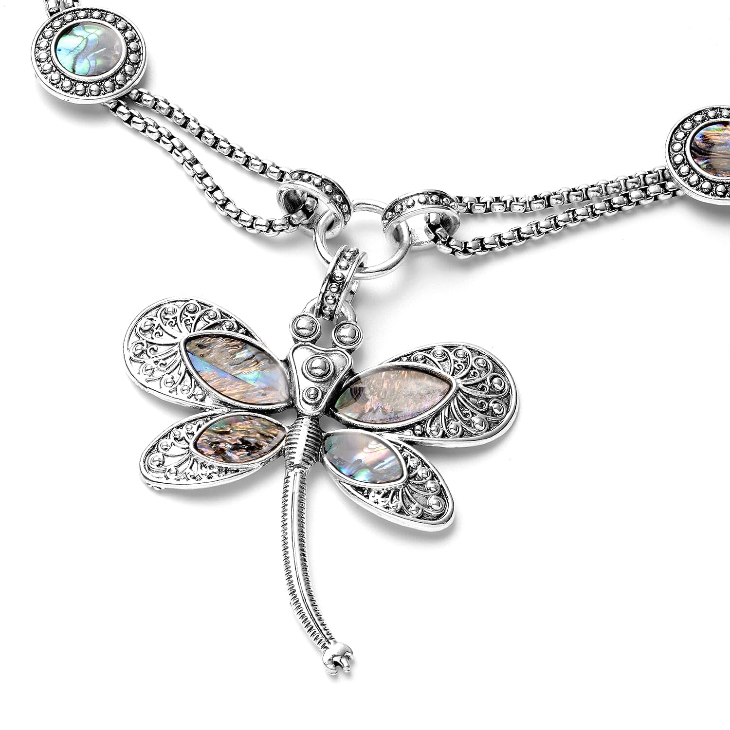 SHOP LC DELIVERING JOY Abalone Shell Dragonfly Crystal Necklace for Women Jewelry for Women White Beach Aesthetic 22" Costume Jewelry Christmas Birthday Gifts - Image 3
